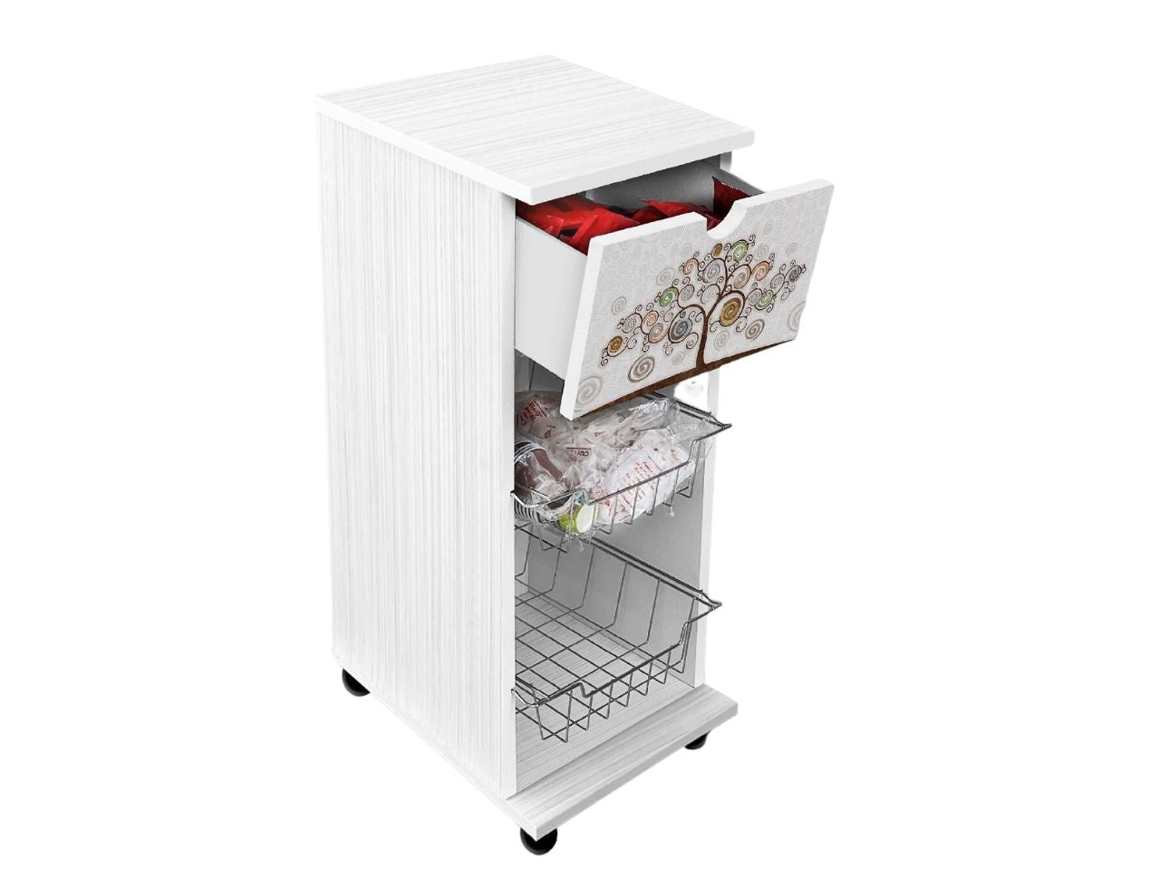 Linea tree white carrello multiservice 29x33x65cm bianco