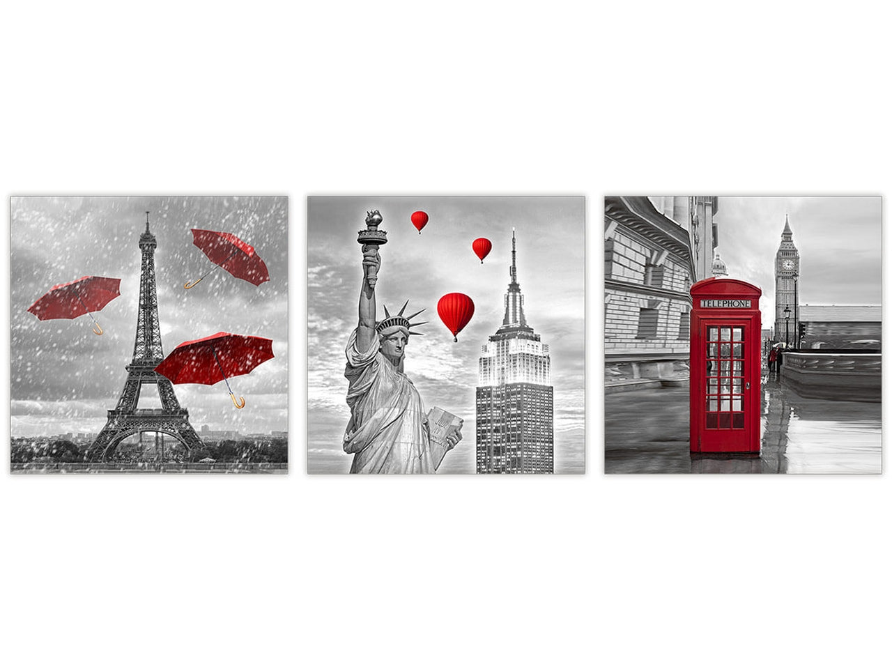 Canvas world misura 57x57cm city red grafiche assortite