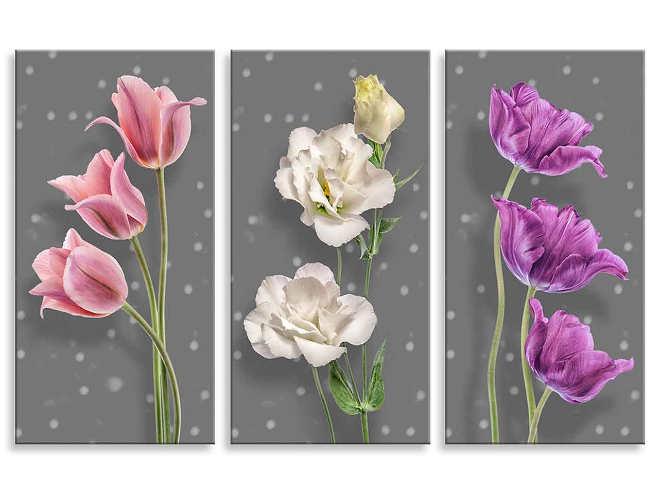 Canvas day misura 38x38cm flowers grey grafiche assortite