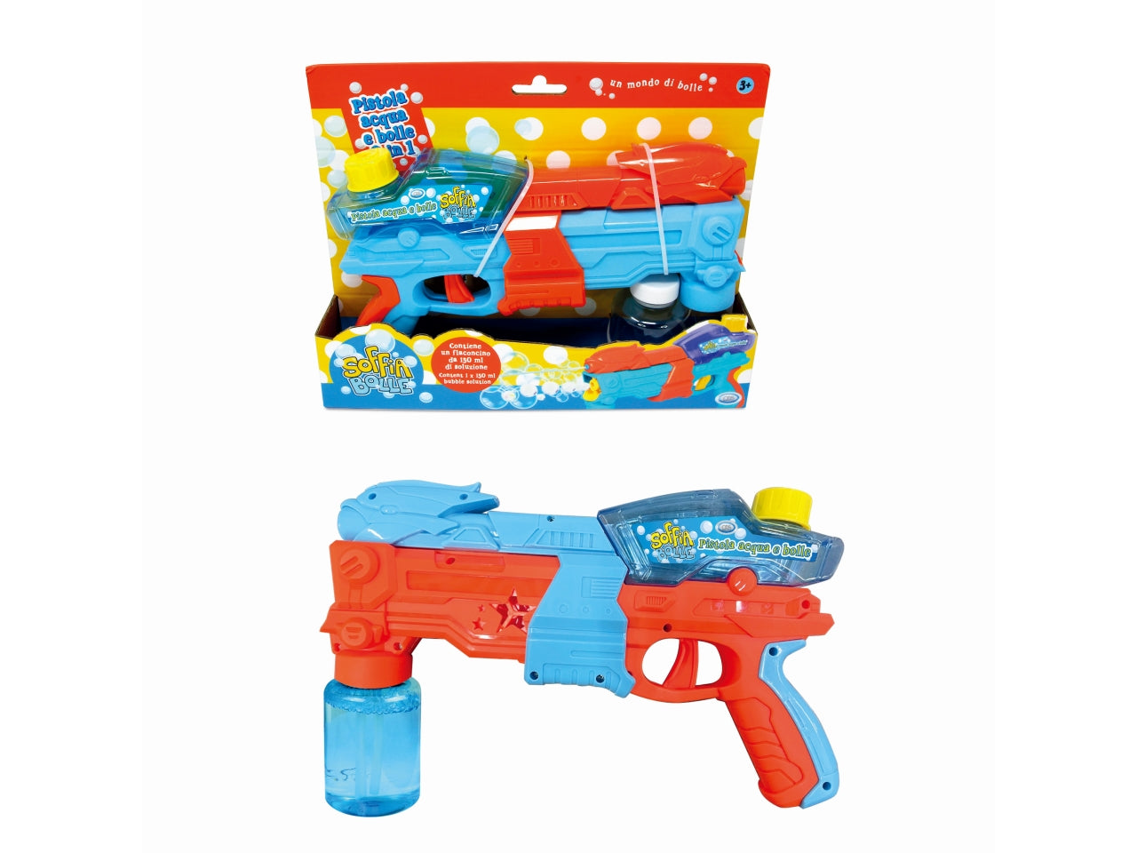 Soffiabolle - pistola sparabolle e acqua 2 in 1 con funzionamento a pompa