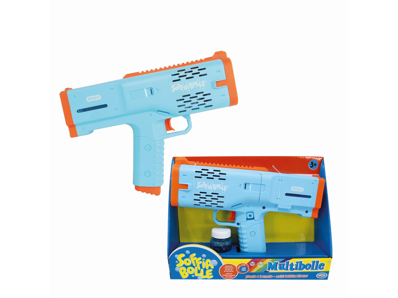 Soffiabolle - multibolle pistola a batteria con vano per bottiglietta e luci