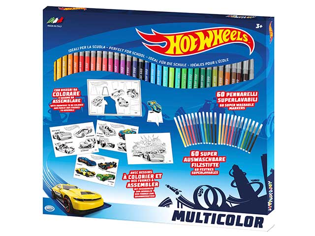 Hot wheels - multicolor confezione 60 pennarelli con punta fine