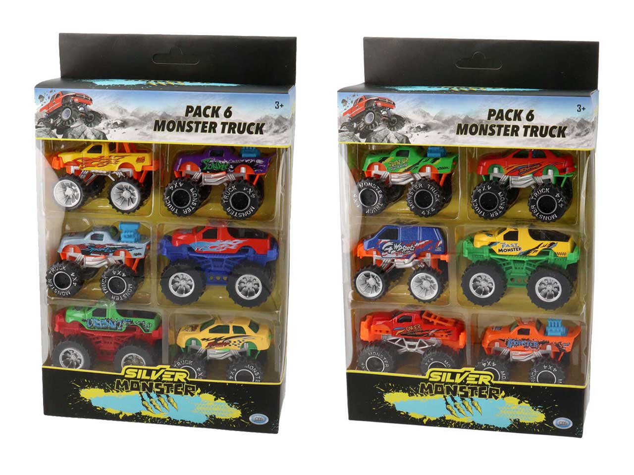 Silver monster - pack 6 monster cars scala 1:64