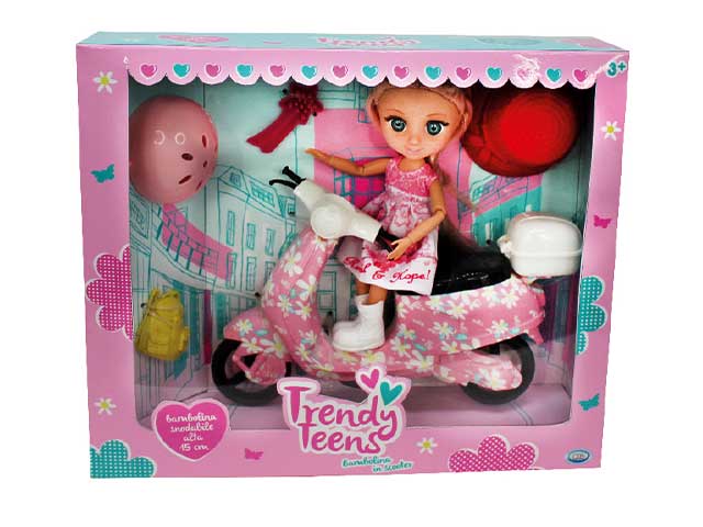 Trendy teens bambola c/scooter 44653
