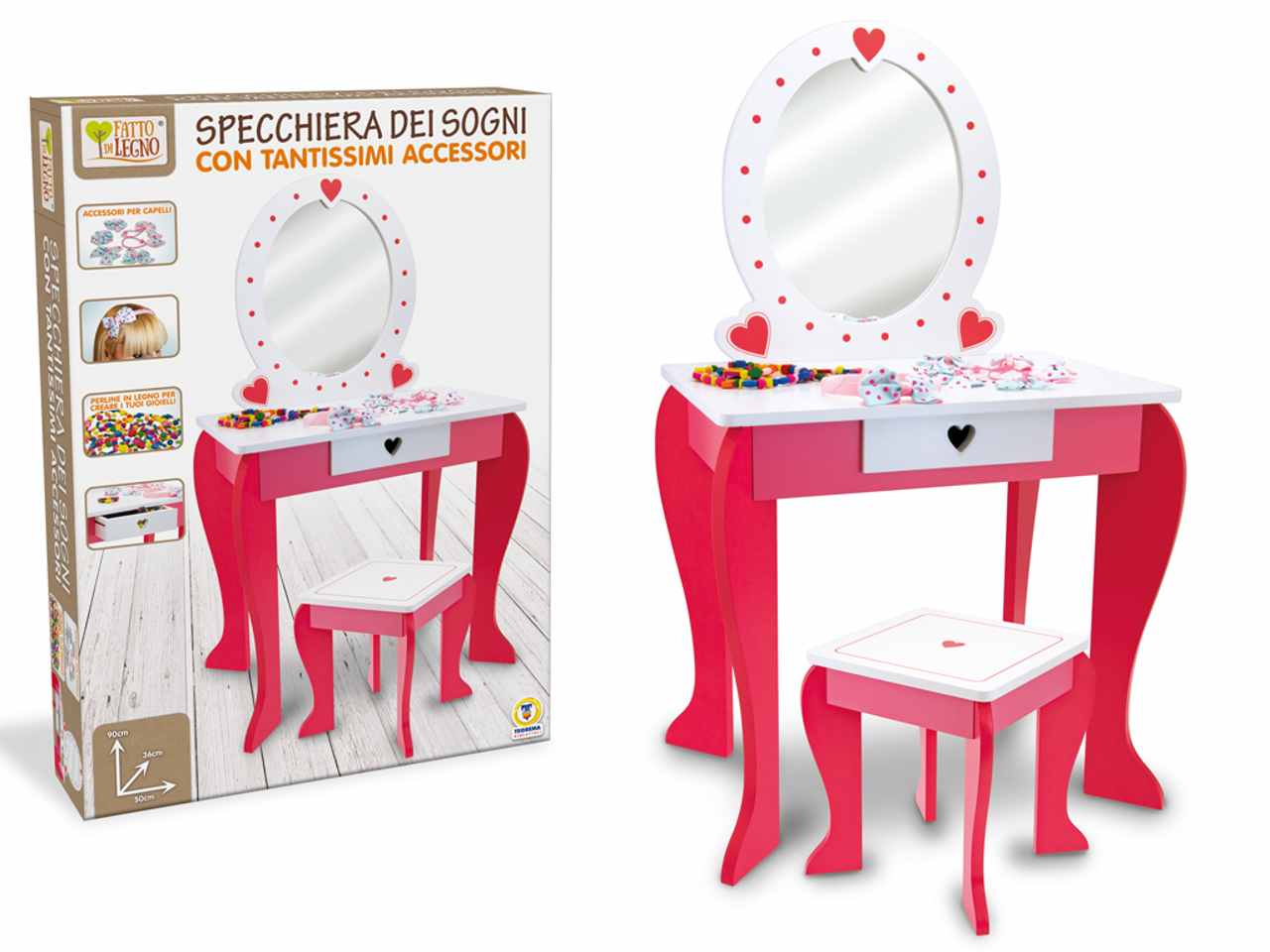 Fatti di legno specchiera c/sgabe.40617