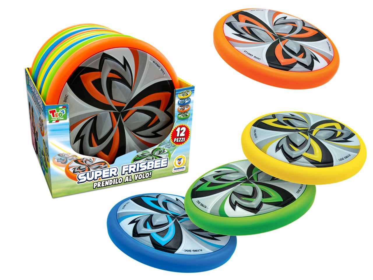 Frisbee sport teo's 4 colori - 12 pezzi