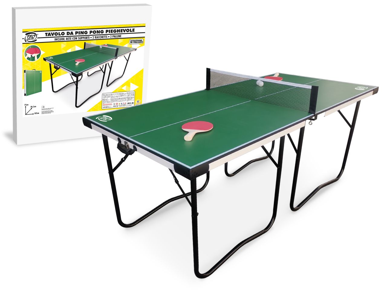 Tavolo da ping pong pieghevole 86.5x182x75cm