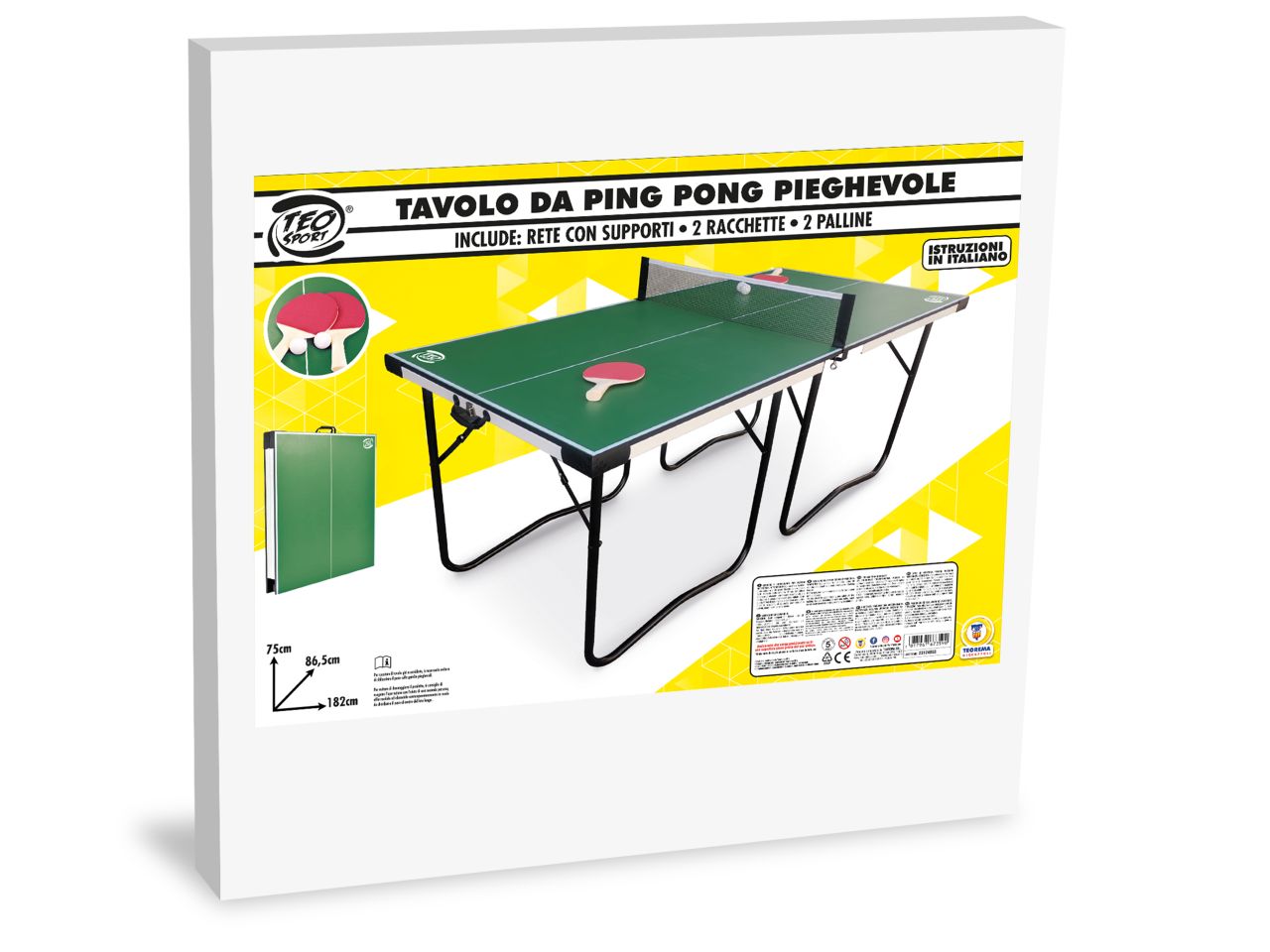 Tavolo da ping pong pieghevole 86.5x182x75cm