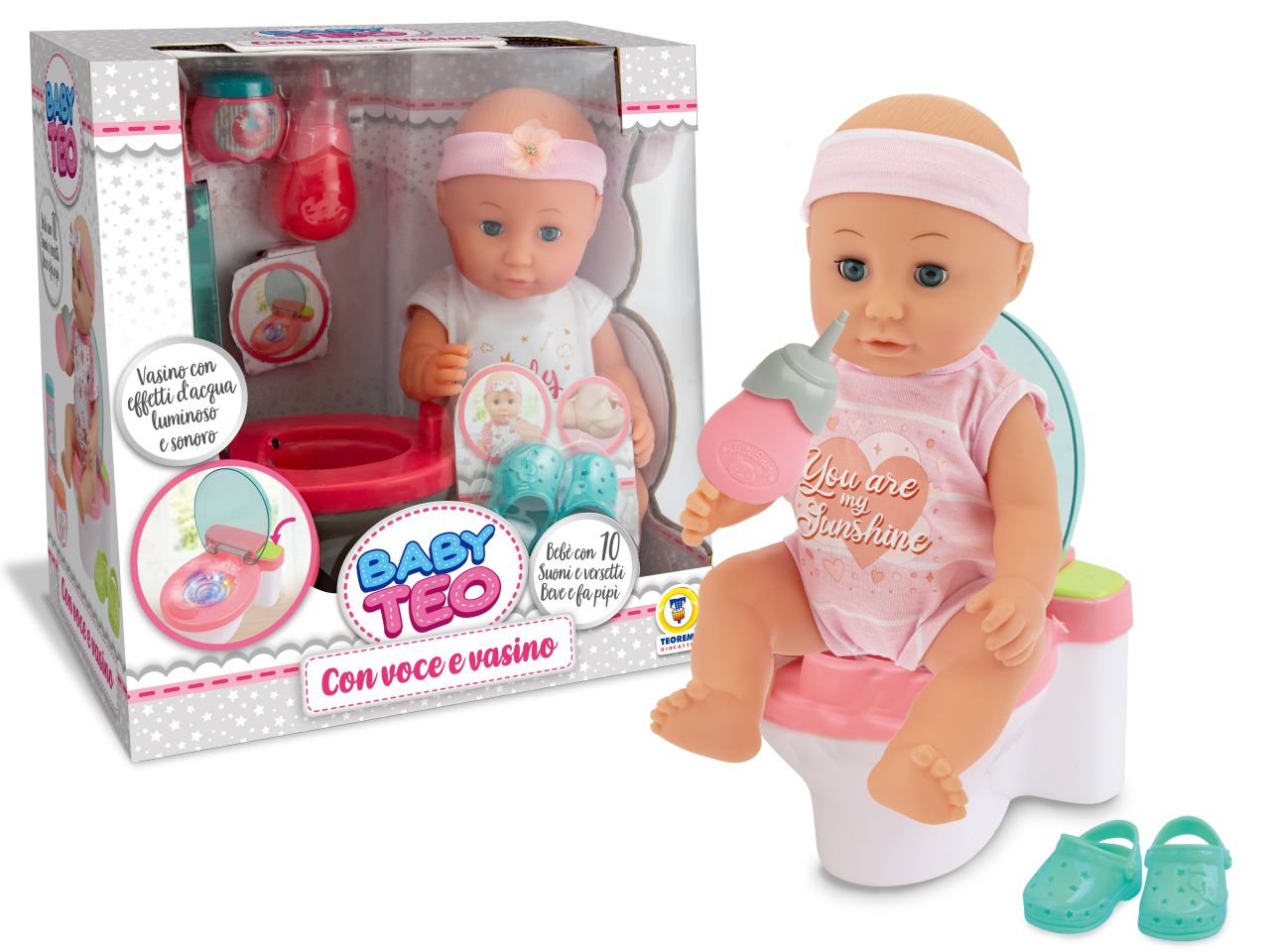 Baby teo - bambolotto 30cm con voce e vasino
