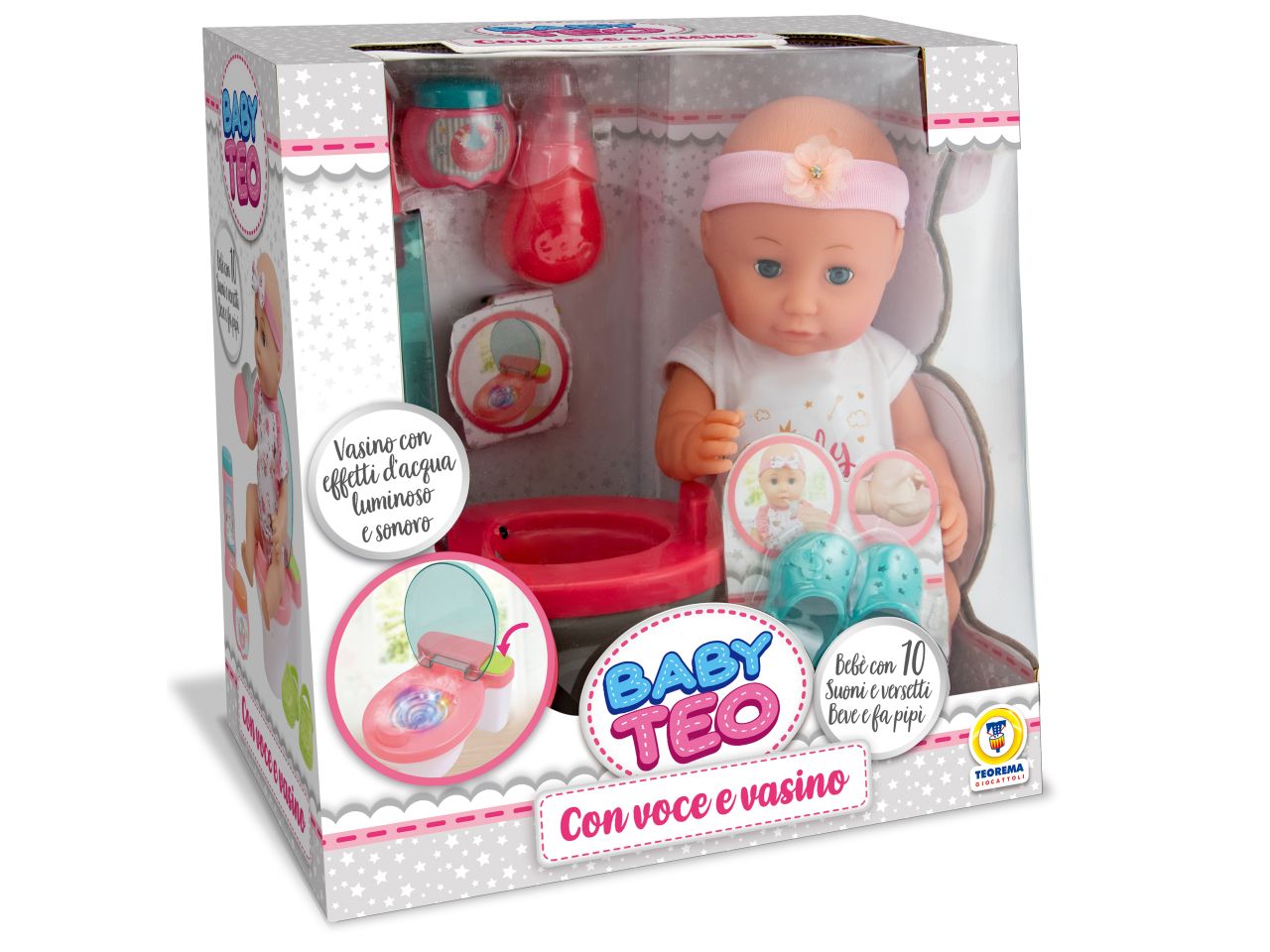Baby teo - bambolotto 30cm con voce e vasino
