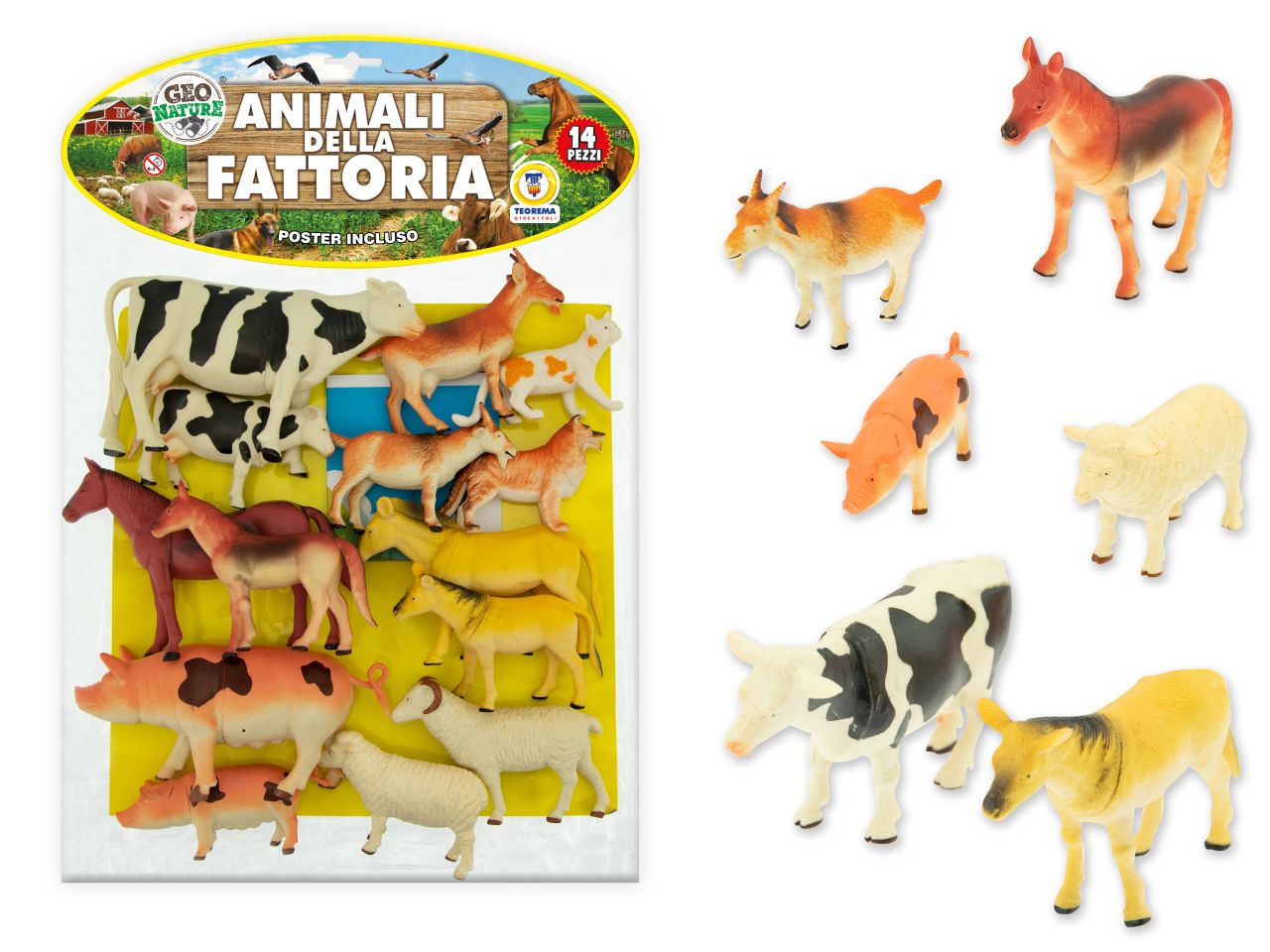 Geo nature - animali fattoria rigidi 14 pezzi