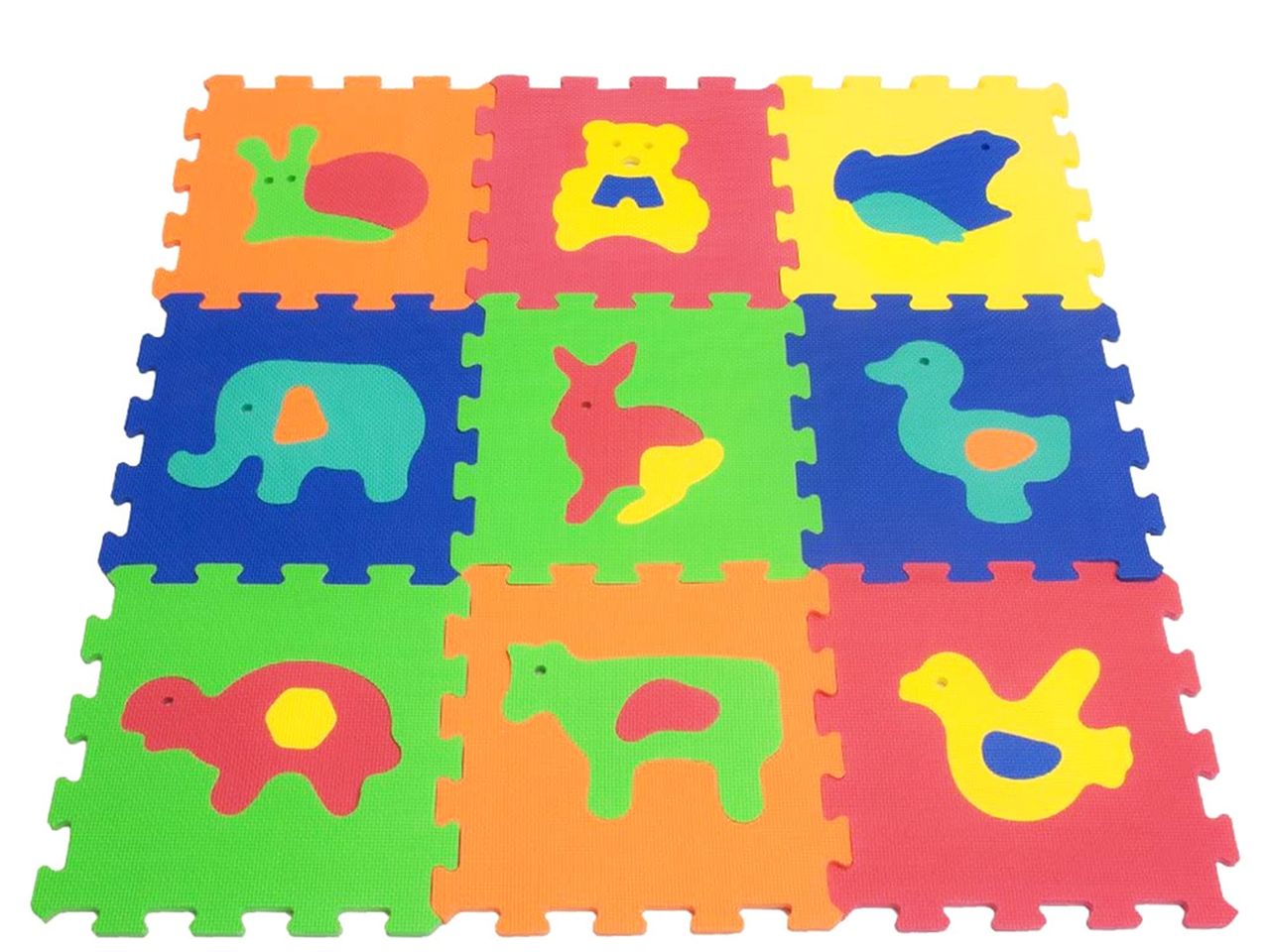Gogo - tappetini puzzle animali 32x32x10cm - confezione da 9 pezzi per comporre il tappetino