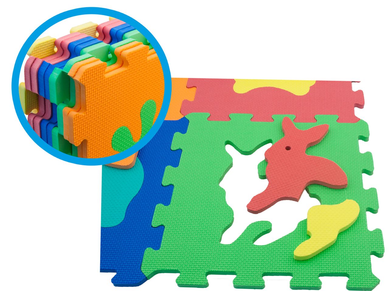 Gogo - tappetini puzzle animali 32x32x10cm - confezione da 9 pezzi per comporre il tappetino
