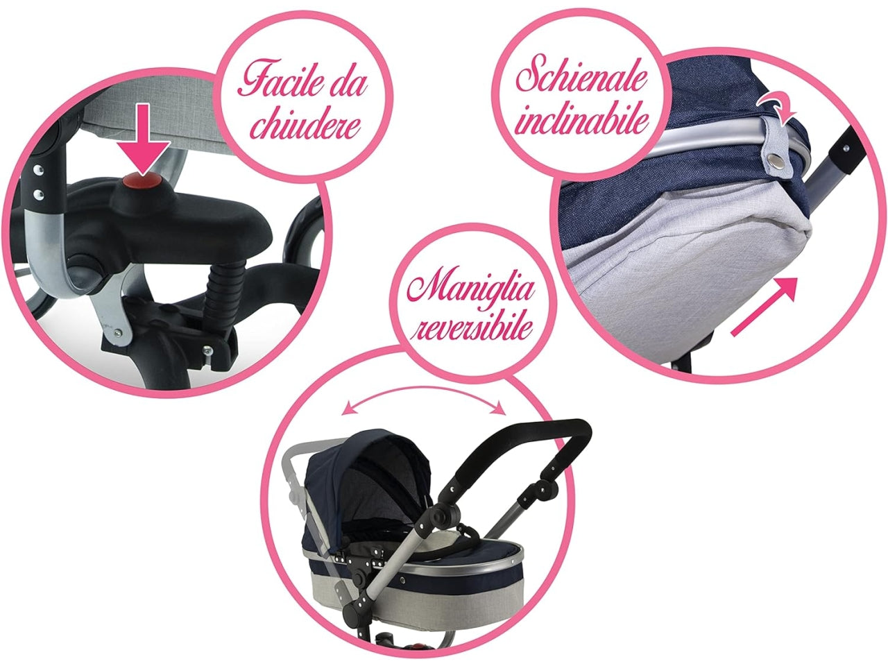 Carrozzina passeggino 3in1 met.74159