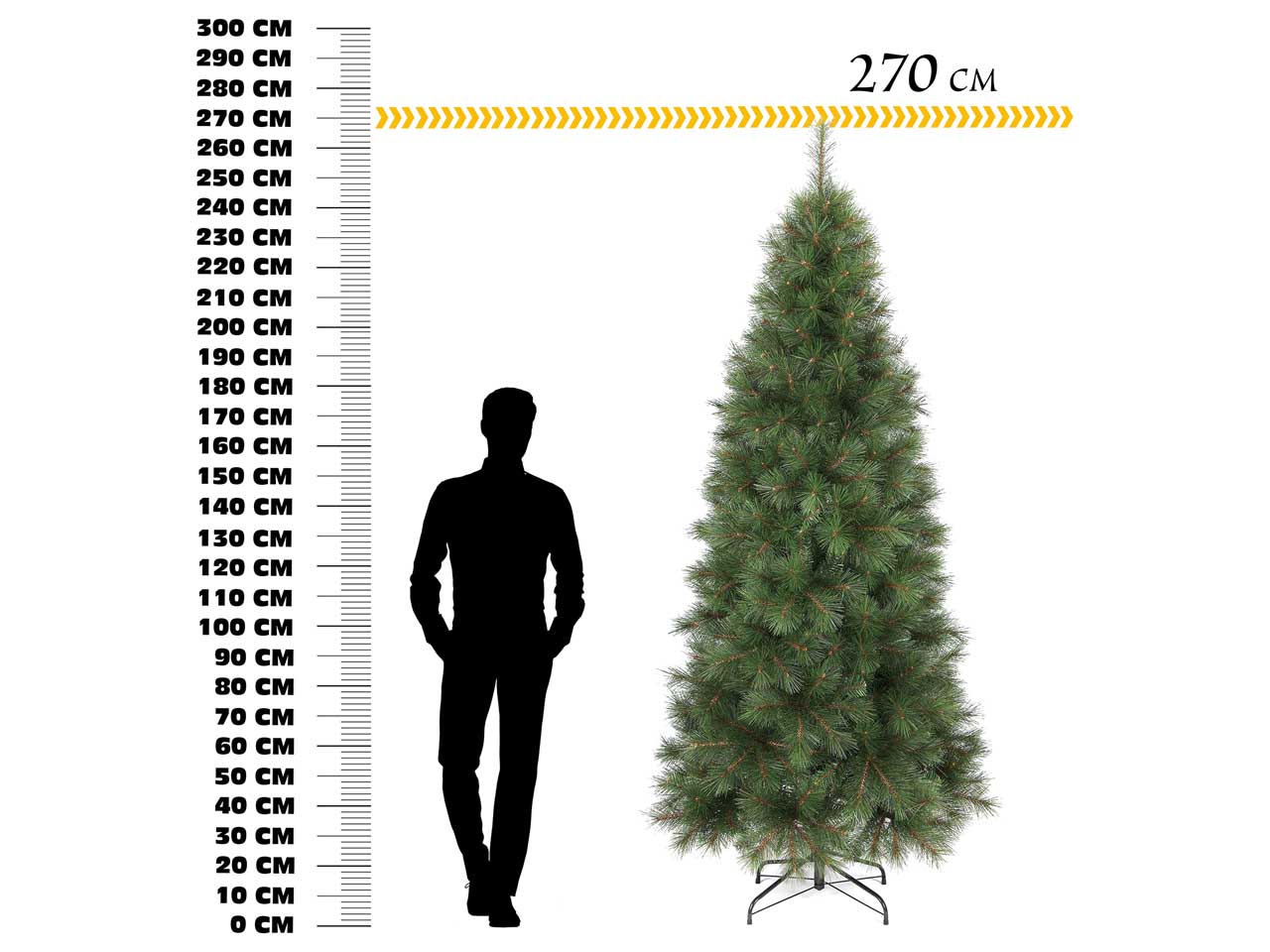 Albero di natale slim montana 270cm 1227 rami diametro 124cm $