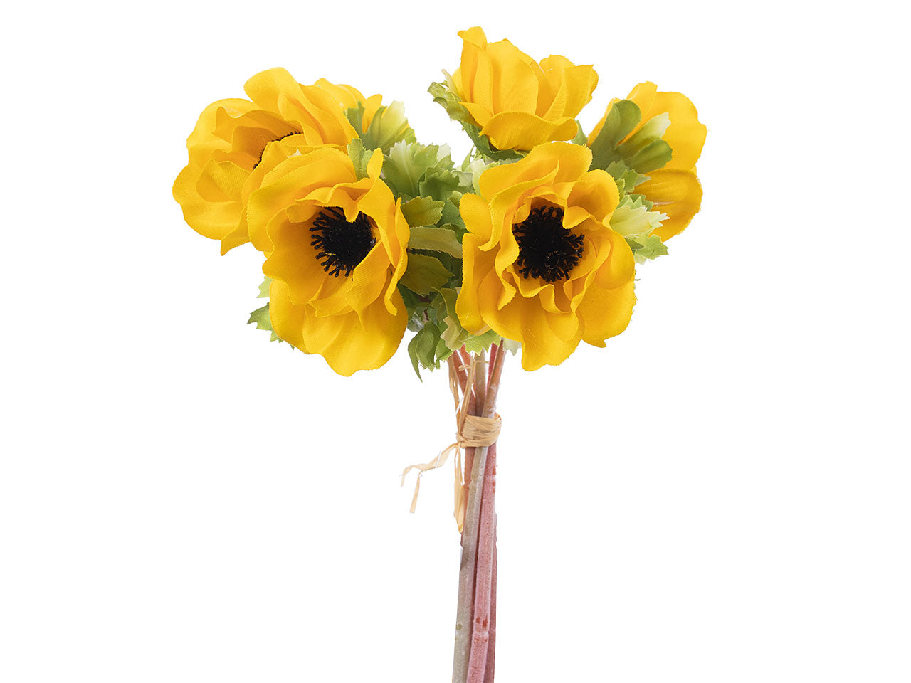Mazzetto di anemone x 6 colore giallo h.27cm