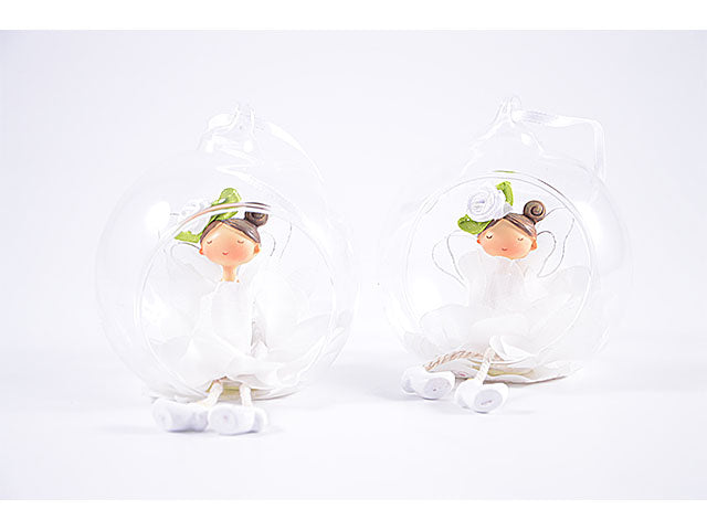 Sfera vetro bianca c/bambolina a20431
