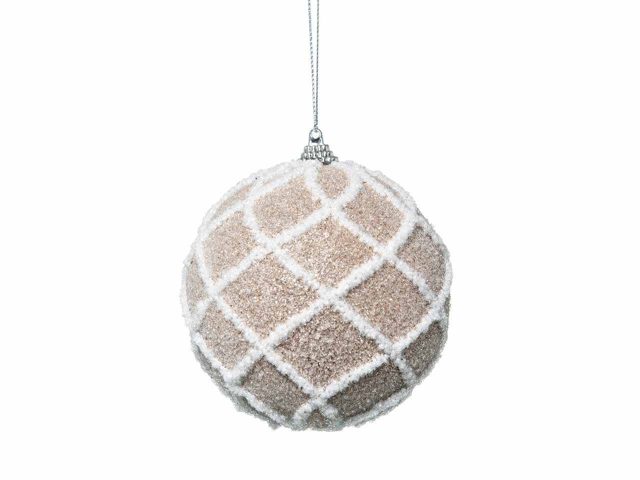 Palle decorate in plastica 2 pezzi d.15cm champagne