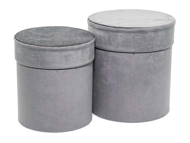 Scatola velluto 2pz tonda grigia n21446
