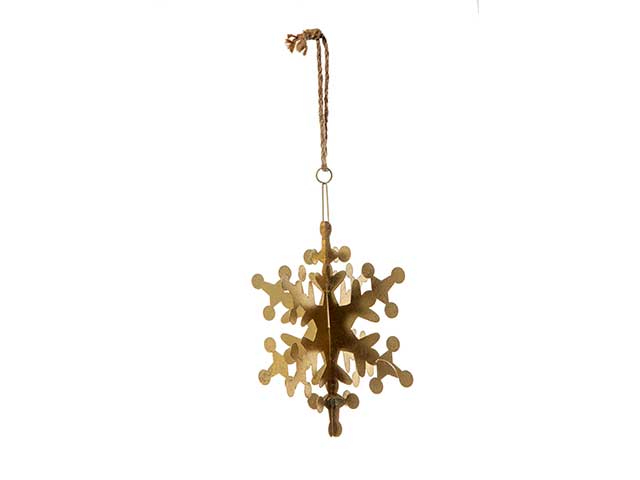 Pendente natalizio neve oro in metallo 23x32,5