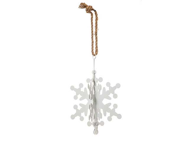 Pendente natalizio neve bianco in metallo 23x32,5