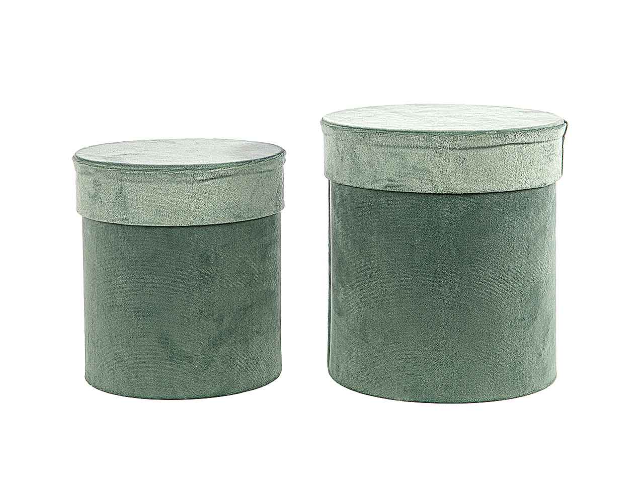 Scatola velluto 2 pezzi tonda verde n21446