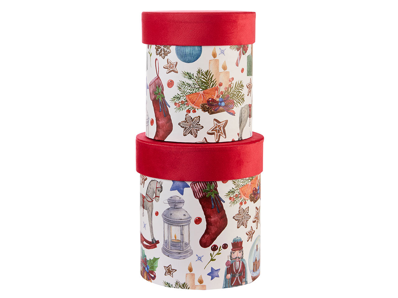 Scatole stampate - set da 2 scatole colore rosso e bianco