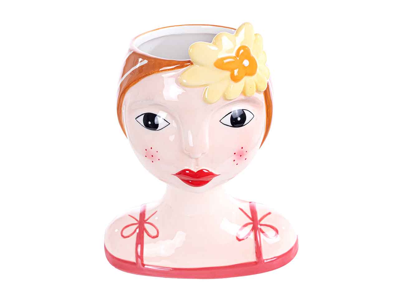 Vaso testa donna c/fiore 17x11,5x21cm a26805