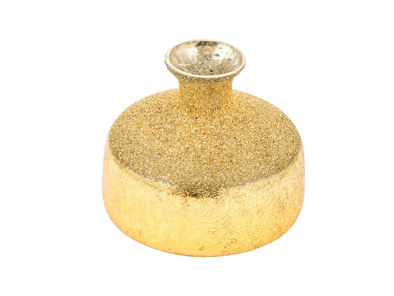 Vaso di vetro misura 24x24x20cm colore oro