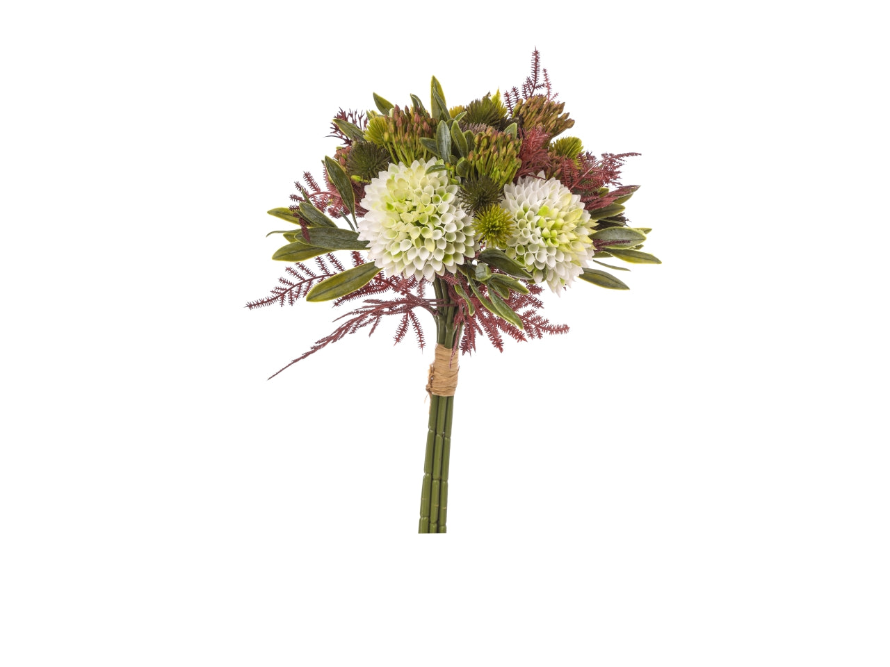 Bouquet esotico con zinnia misura h.34cm colore bianco
