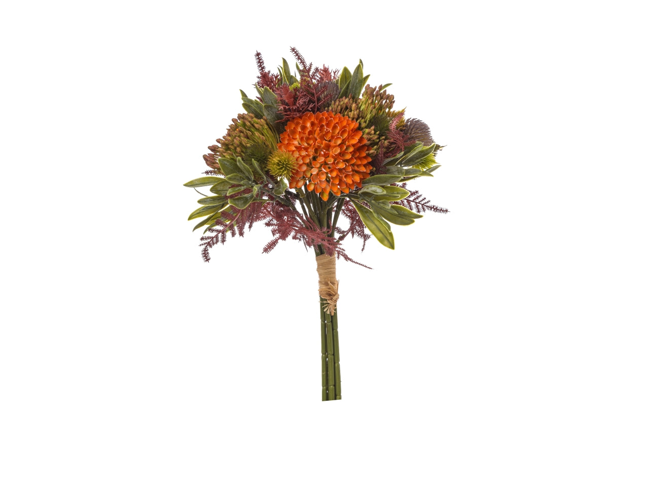 Bouquet esotico con zinnia misura h.34cm colore arancione