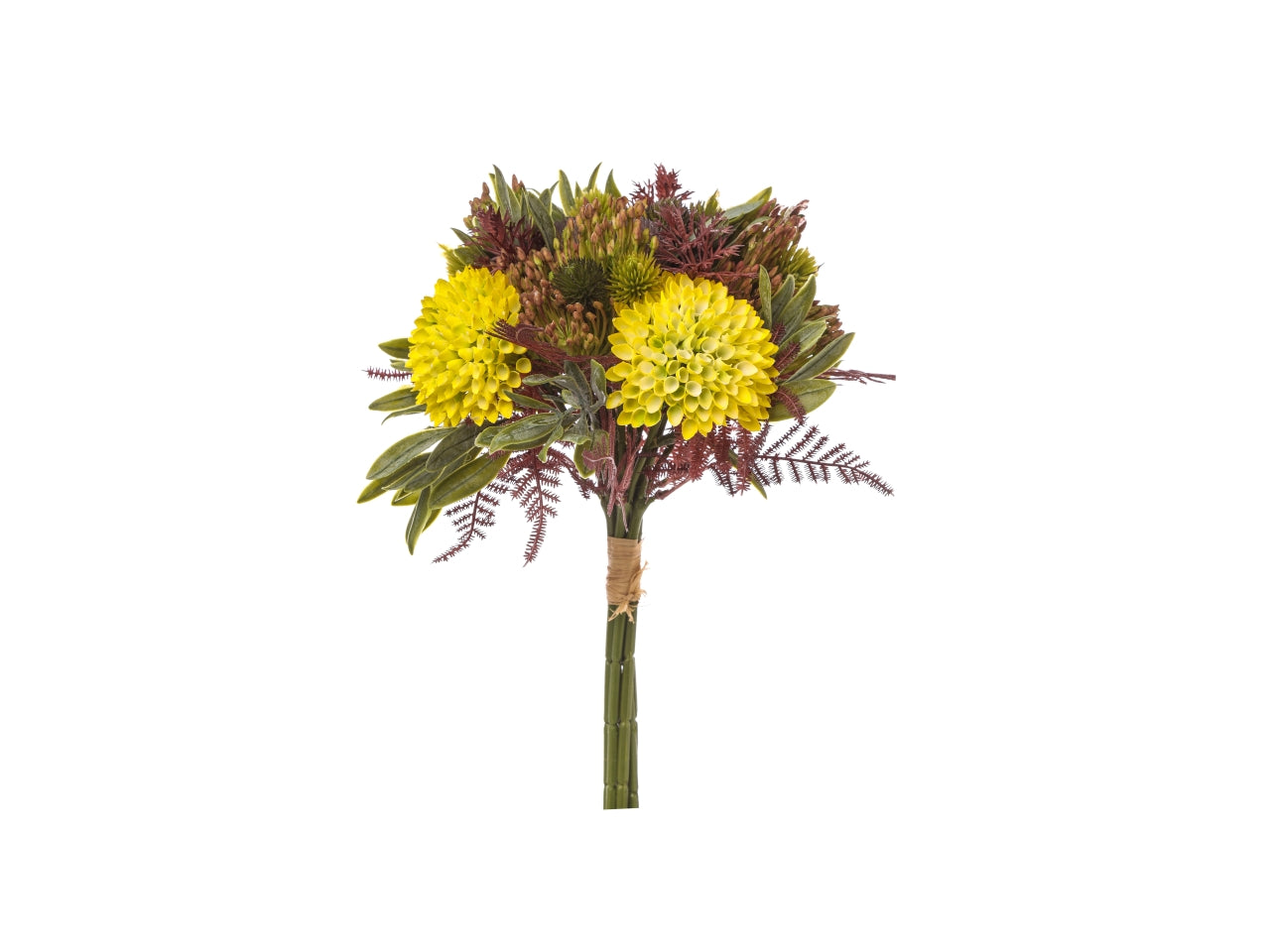 Bouquet esotico con zinnia misura h.34cm colore giallo