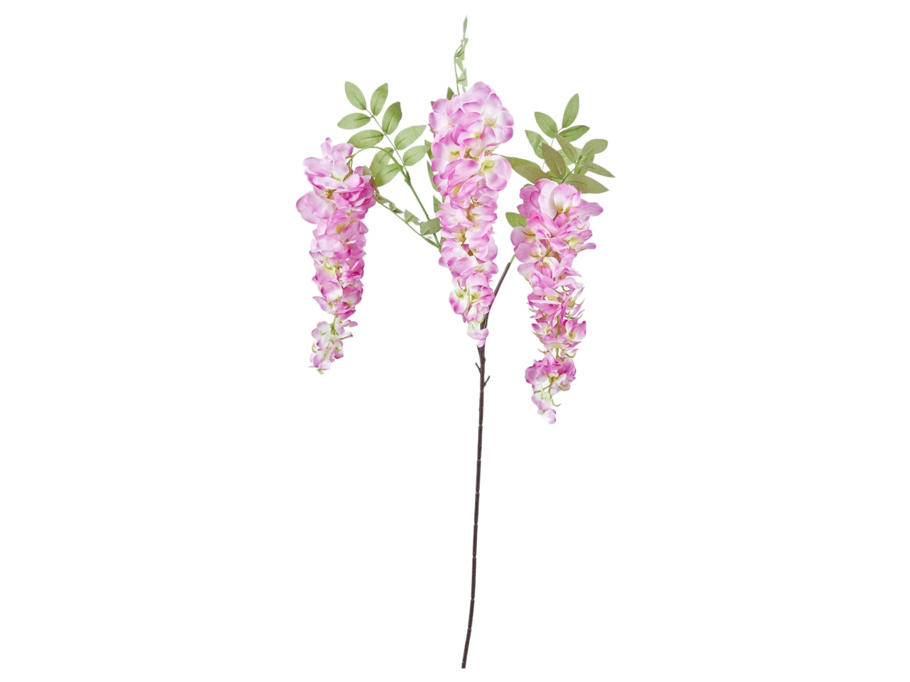 Glicine rosa artificiale con tre rami e fiori in tessuto, 105 cm - Arpimex