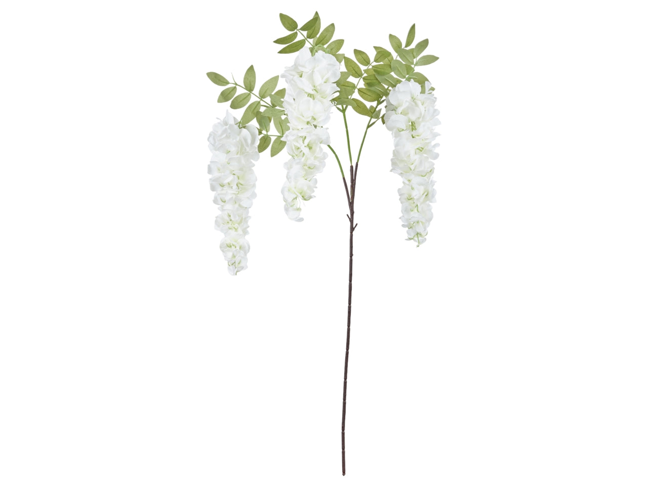 Glicine bianco artificiale con tre rami e fiori in tessuto, 105 cm - Arpimex