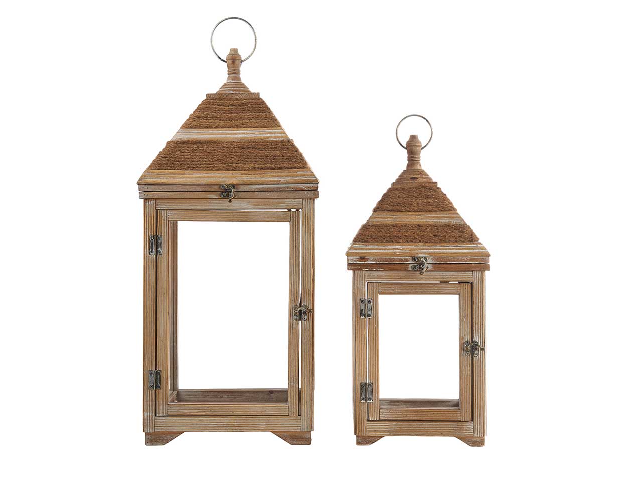 Lanterne in legno misura 31x31x70cm il set comprende 2 lanterne