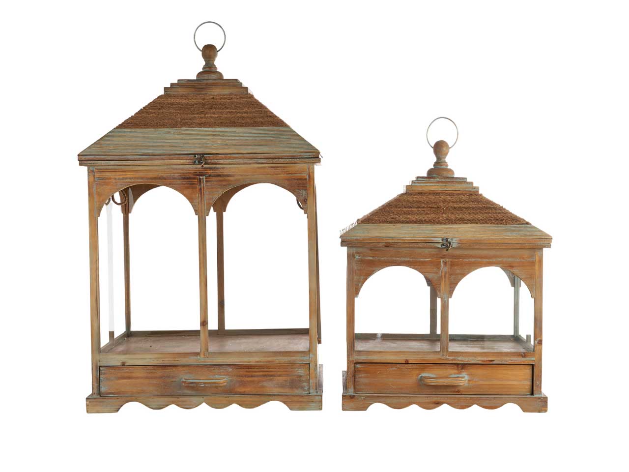 Lanterne in legno misura 61x46x93cm il set comprende 2 lanterne