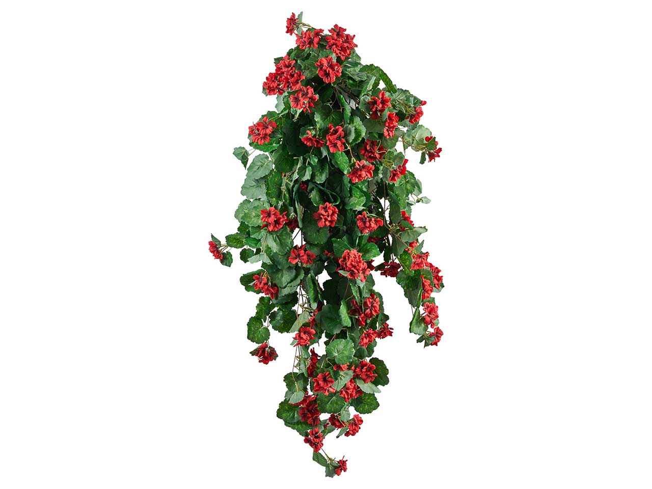 Cespuglio artificiale cadente geranio rosso con 21 rami, 130 cm - Arpimex