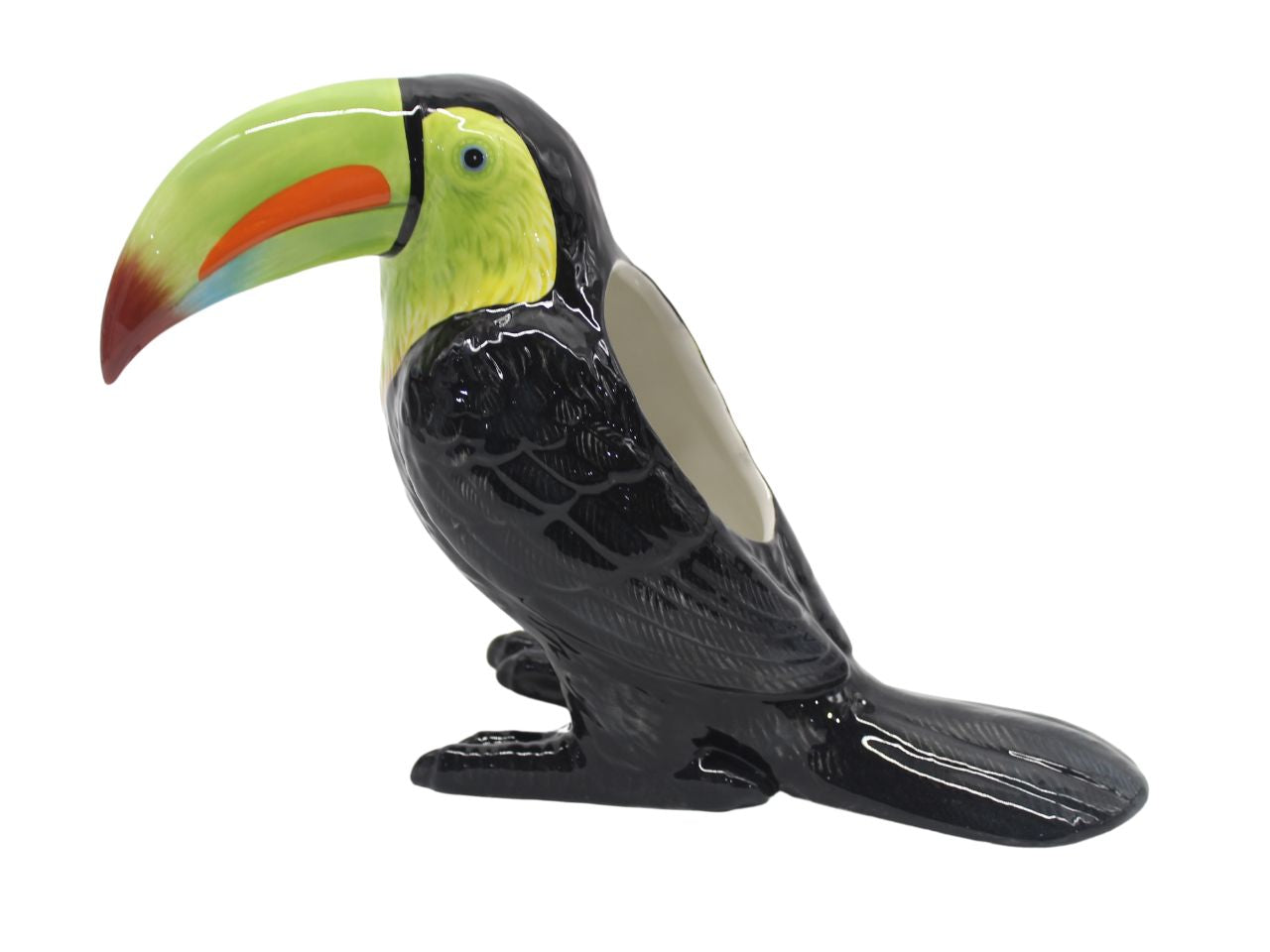 Portavaso decorativo a forma di tucano 29,5x12,5x21cm