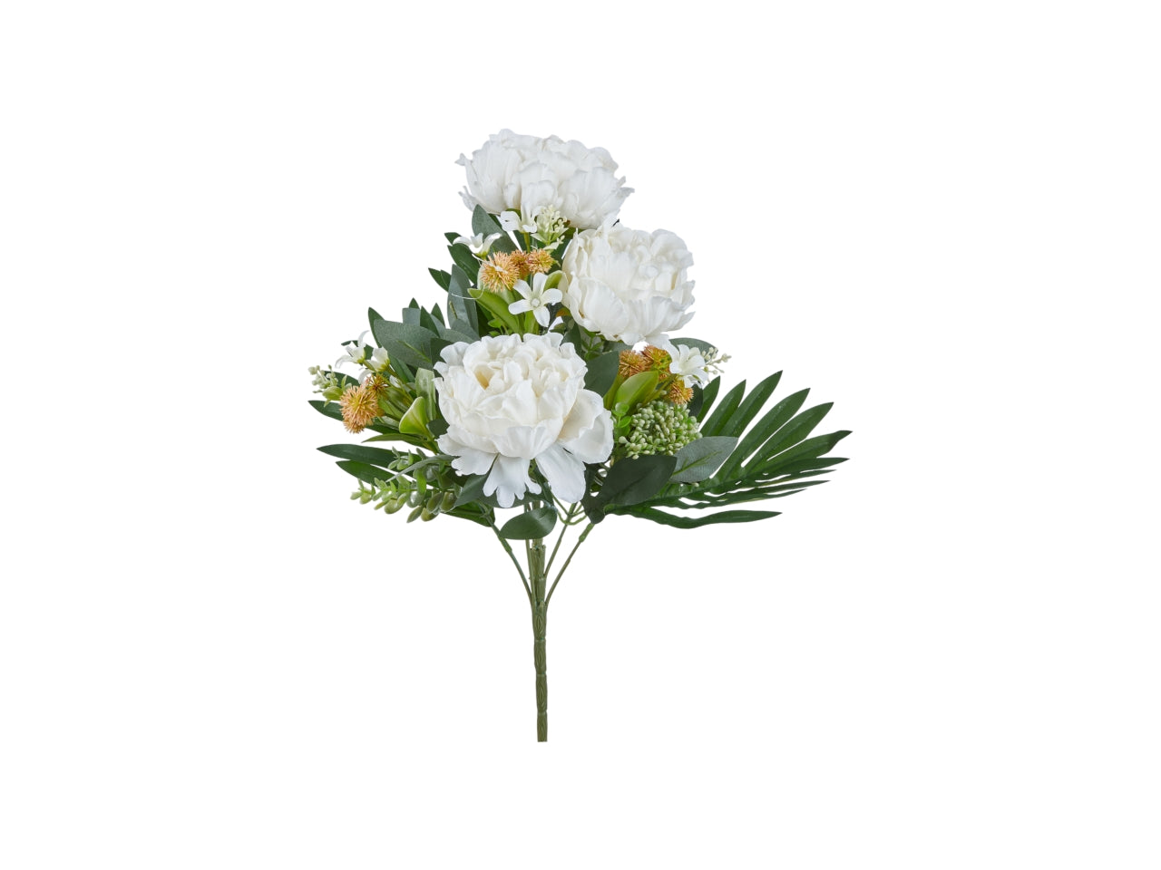 Peonia bianca artificiale mazzo frontale 50 cm - Arpimex