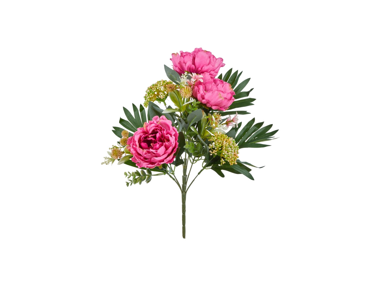 Peonia fucsia artificiale mazzo frontale 50 cm - Arpimex