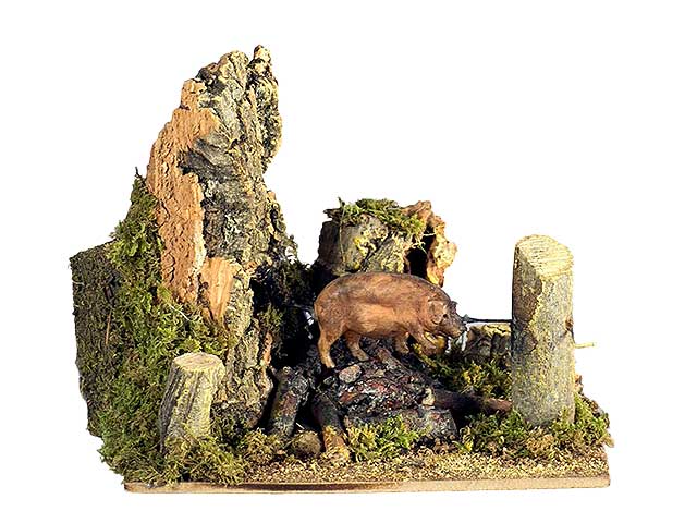 Acc.maiale allo spiedo c/mov./lamp.15x10x13cm11227