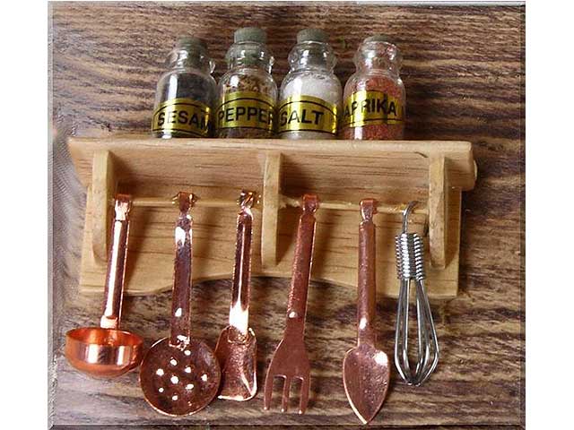Accessorio per presepe, ripiano da cucina con spezie 7cm86749