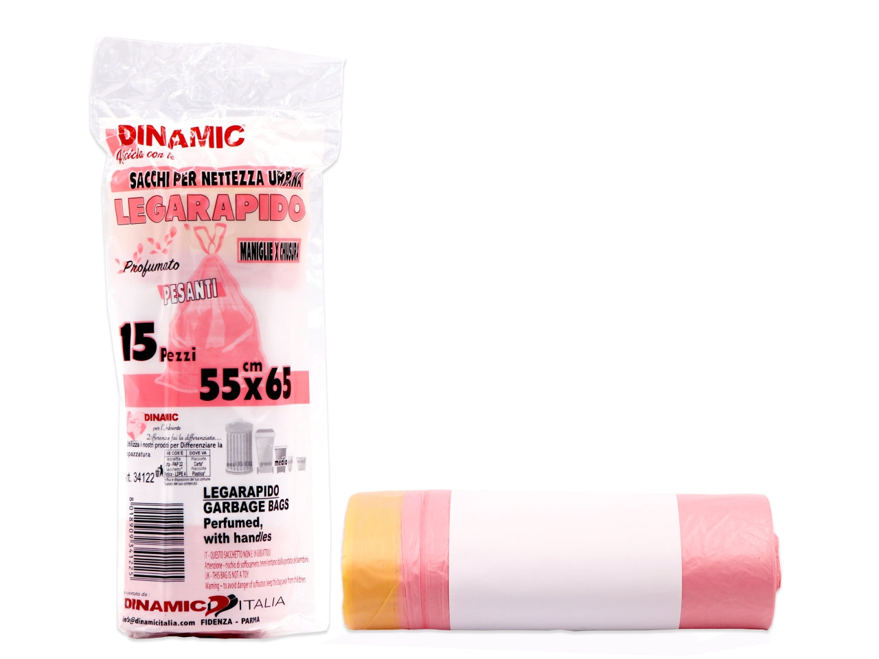 Sacchi pattumiera legarapido rosa 55x65cm 15 sacchetti