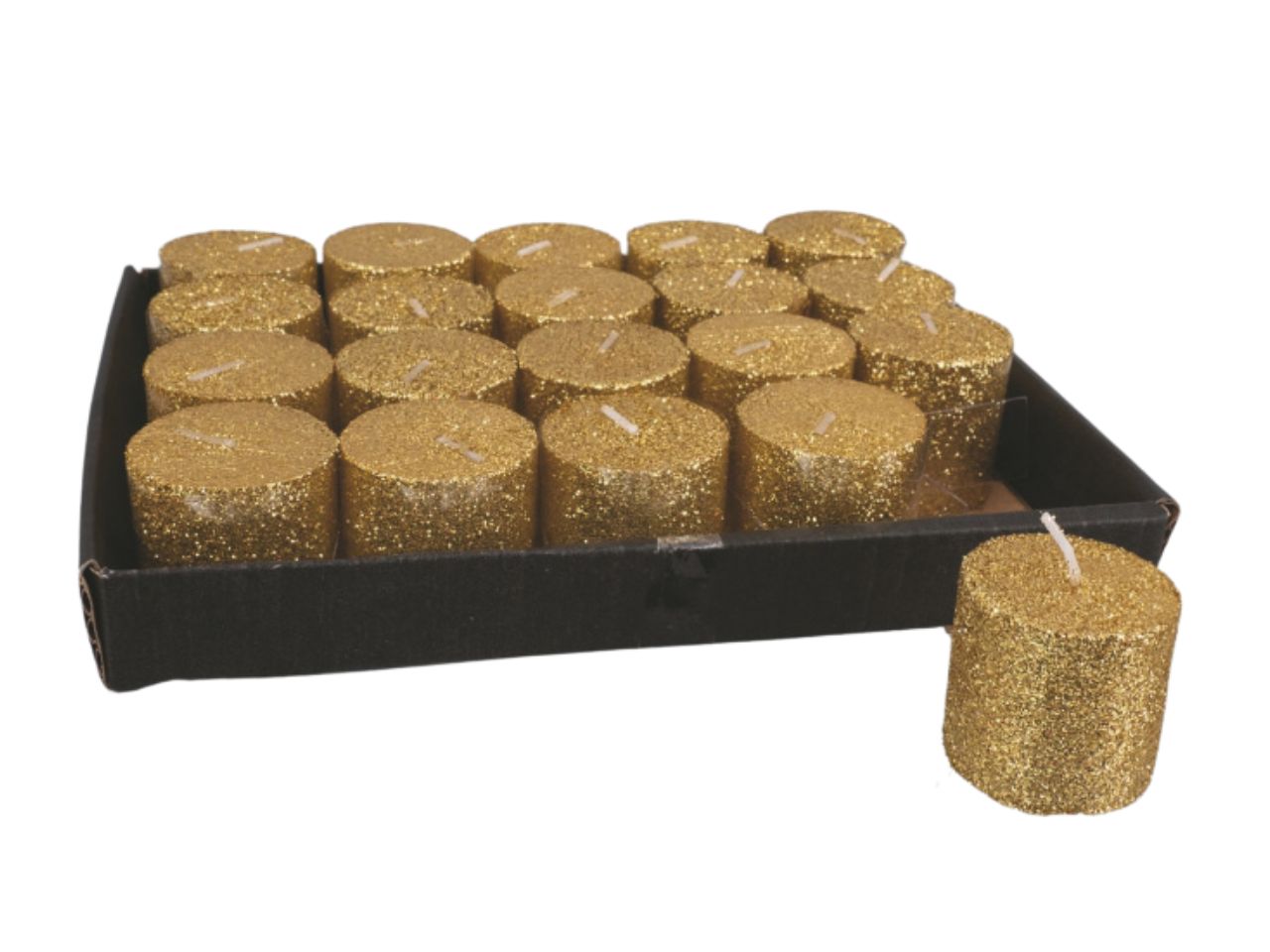 Candela cilindro cm.4x4 oro glitter