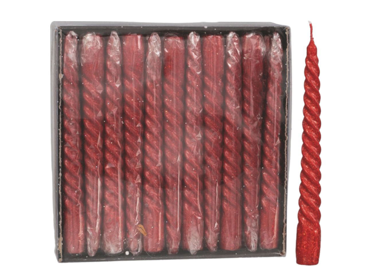 Candela glitter cm.21 torciglione rossa
