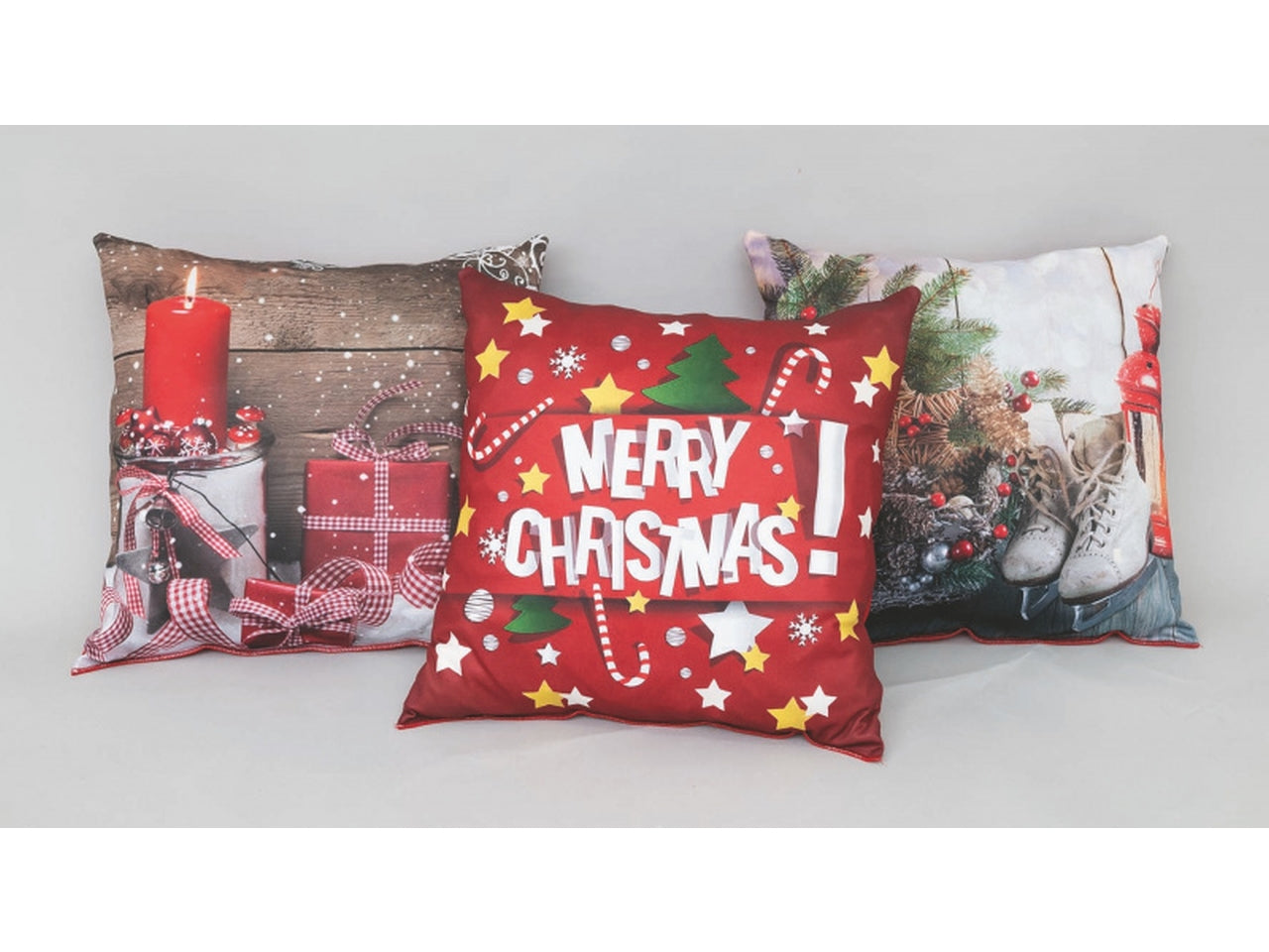 Cuscino in poliestere 40cm decori natalizi in 3 modelli assortiti