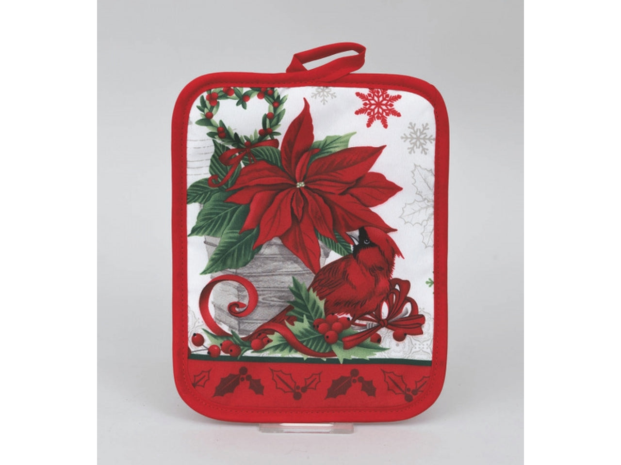 Presina rettangolare 17,5x22cm decoro stelle di natale rosse