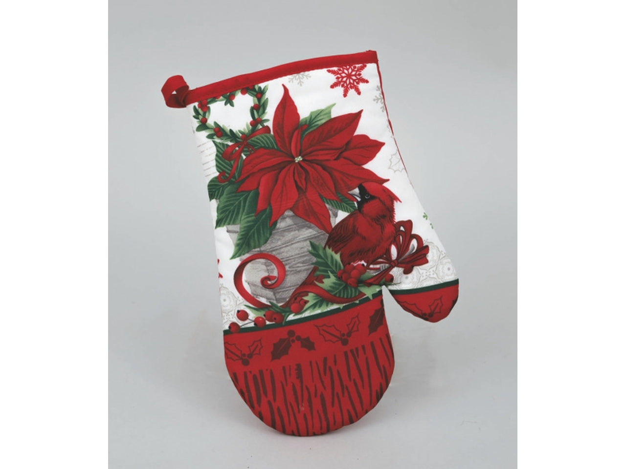 Guanto 19x27cm decoro stelle di natale rosse