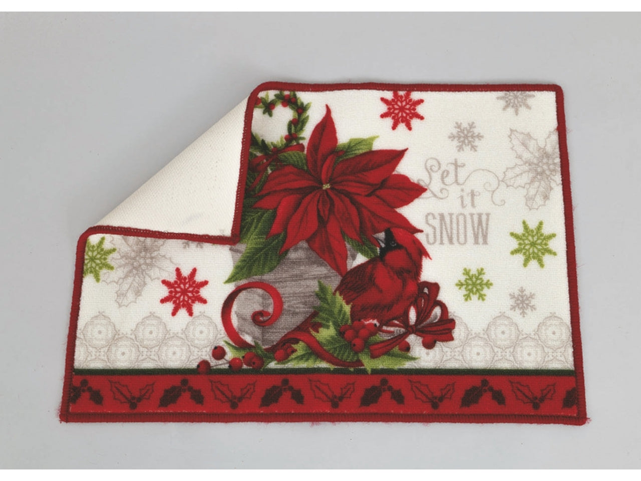 Tappeto in poliestere 40x60cm decoro stelle di natale rosse