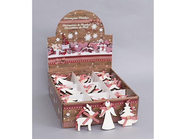 Pendente natalizio angelo/albero/renna 10cm
